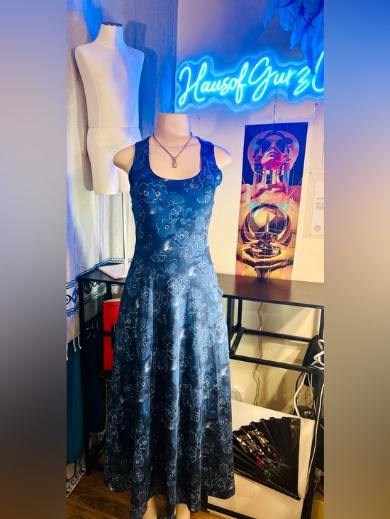 Pact New Blue Strappy open Back Floral Maxi Dress w Side Pockets - Picture 2 of 10